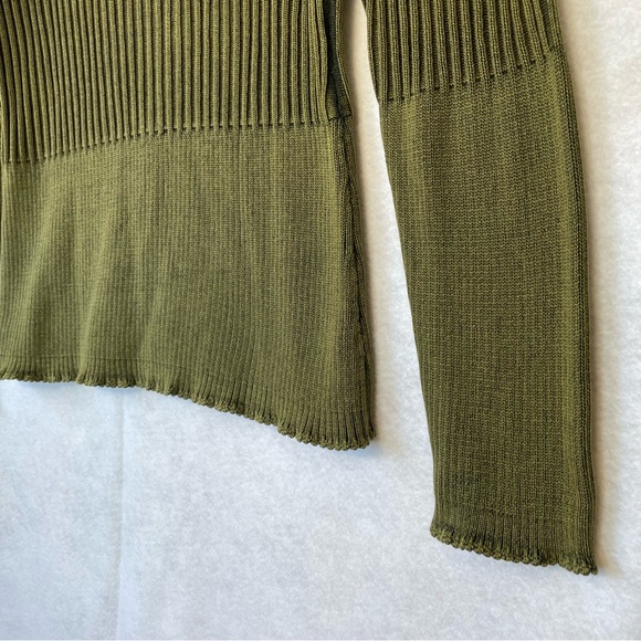 Isabella Bird Cotton Ribbed V-Neck Sweater Army Green Women’s Small - Picture 9 of 9